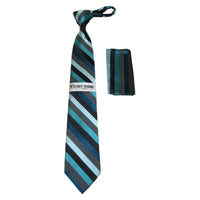 Men's Stacy Adams Tie and Hankie Set Woven Silky Fabric #Stacy48 Teal - J.Valintin Men's Wear Legend - 127