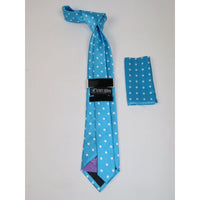 Men's Stacy Adams Tie and Hankie Set Woven Silky Fabric #Stacy8 Teal Polka - J.Valintin Men's Wear Legend - 83