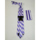 Men's Stacy Adams Tie and Hankie Set Woven Silky #St39 Lavender Stripe - J.Valintin Men's Wear Legend - 24840