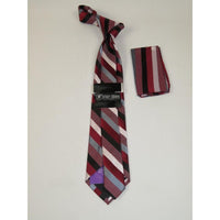 Men's Stacy Adams Tie and Hankie Set Woven Silky #Stacy39 Red Stripe - J.Valintin Men's Wear Legend - 118