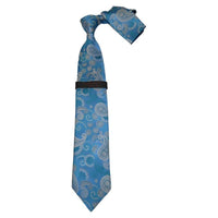 Mens Steven Land 100% Woven Silk Big Knot Tie and Hankie Set BW2430 - 17 Blue - J.Valintin Men's Wear Legend - BW2430 - 17