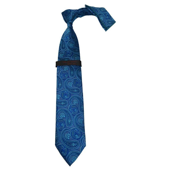 Mens Steven Land 100% Woven Silk Big Knot Tie and Hankie Set BW2436 - 04 Blue - J.Valintin Men's Wear Legend - BW2436 - 04