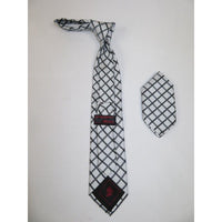 Mens Steven Land Density 100% Satin Silk Crystal Tie/Hankie Set CR29 - 02 White - J.Valintin Men's Wear Legend - CR29 - 02