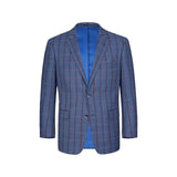 Mens Suit by RENOIR English Plaid Window Pane European Business 291 - 19 Blue Rust - J.Valintin Men's Wear Legend - 93862