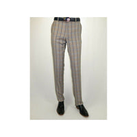 Mens Suit by RENOIR English Plaid Window Pane European Business 291 - 5 Beige blue - J.Valintin Men's Wear Legend - 32127