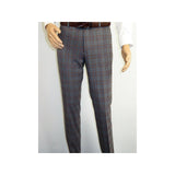 Mens Suit RENOIR English Plaid Window Pane Stretch Slim Comfort 293 - 7 Gray Brown - J.Valintin Men's Wear Legend - 19117