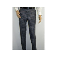 Mens Suit RENOIR English Plaid Window Pane Stretch Slim Fit Comfort 293 - 14 Gray - J.Valintin Men's Wear Legend - 19099