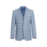 Mens Suit RENOIR English Plaid Window Pane Stretch Slim Fit Comfort 293 - 3 Blue - J.Valintin Men's Wear Legend - 93923