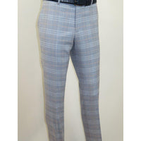 Mens Suit RENOIR English Plaid Window Pane Stretch Slim Fit Comfort 293 - 3 Blue - J.Valintin Men's Wear Legend - 93923