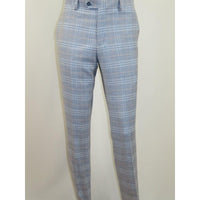 Mens Suit RENOIR English Plaid Window Pane Stretch Slim Fit Comfort 293 - 3 Blue - J.Valintin Men's Wear Legend - 93923