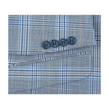 Mens Suit RENOIR English Plaid Window Pane Stretch Slim Fit Comfort 293 - 3 Blue - J.Valintin Men's Wear Legend - 93923