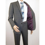 Mens Suit RENOIR English Window Pane Classic Fit Business 292 - 2 Gray Blue - J.Valintin Men's Wear Legend - 19068