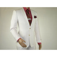 Men's Summer Linen Suit Apollo King Half Lined 2 Button Modern Fit SLN8 White - J.Valintin Men's Wear Legend - 7818