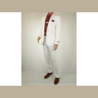 Men's Summer Linen Suit Apollo King Half Lined 2 Button Modern Fit SLN8 White - J.Valintin Men's Wear Legend - 7818