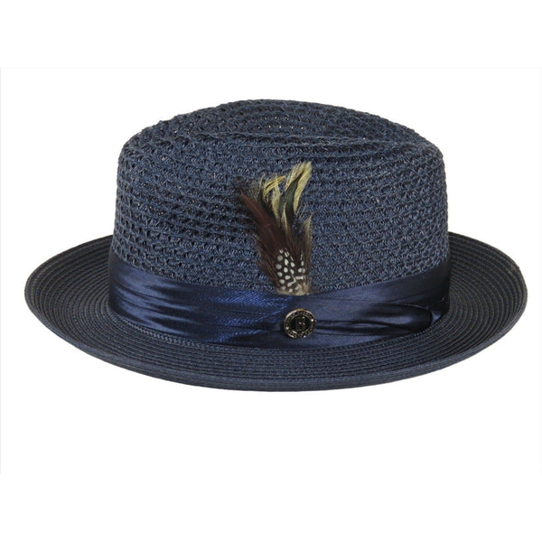 Men's Summer Spring Braid Straw style Hat by BRUNO CAPELO JULIAN JU907 Navy - J.Valintin Men's Wear Legend - Ju907 - Navy - S