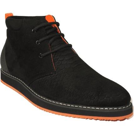 Mens Tayno Modern Chukka Boot Micro Suede Soft Comfortable Cushion Troupe Black - J.Valintin Men's Wear Legend - 99519