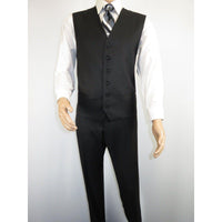 Mens Three Piece Suit Vested VITALI Soft Fabric With Sheen M3090 Black - J.Valintin Men's Wear Legend - 93569