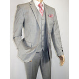 Mens Three Piece Suit Vested VITALI Soft Fabric With Sheen M3090 Stone Gray 3pc - J.Valintin Men's Wear Legend - 93610