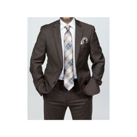 Mens TOMMY HILFIGER Suit Wool Blend 2 Button Side Vent Shark Texture 0132 Brown - J.Valintin Men's Wear Legend - 18266