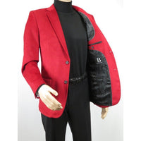 Men's Velvet Sports Coat Grammy Amy Award BASSIRI , LEONARDI J1042 Christmas Red - J.Valintin Men's Wear Legend - 92647