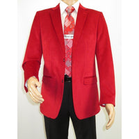 Men's Velvet Sports Coat Grammy Amy Award BASSIRI , LEONARDI J1042 Christmas Red - J.Valintin Men's Wear Legend - 92647