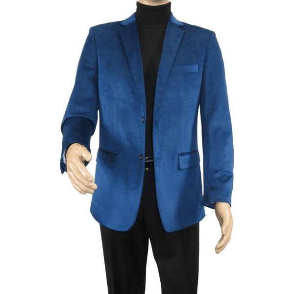 Men's Velvet Sports Coat Grammy Amy Award By BASSIRI , LEONARDI J1042 Royal Blue - J.Valintin Men's Wear Legend - 92653