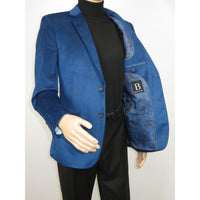 Men's Velvet Sports Coat Grammy Amy Award By BASSIRI , LEONARDI J1042 Royal Blue - J.Valintin Men's Wear Legend - 92653