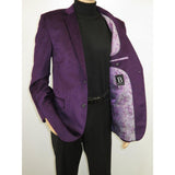 Men's Velvet Sports Coat Grammy Amy Award By BASSIRI , LEONARDI Style J1042 Plum - J.Valintin Men's Wear Legend - 92635