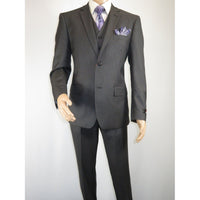 Mens Vitali Three Piece Suit Vested Semi Shiny Sharkskin M3090 Charcoal Gray - J.Valintin Men's Wear Legend - 73683