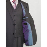 Mens Vitali Three Piece Suit Vested Semi Shiny Sharkskin M3090 Charcoal Gray - J.Valintin Men's Wear Legend - 73683