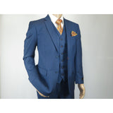 Mens Vitali Three Piece Suit Vested Sharkskin Sheen M3090 Royal blue Regular fit - J.Valintin Men's Wear Legend - 31894