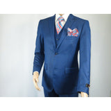 Mens Vitali Three Piece Suit Vested Sharkskin Sheen M3090 Royal blue Regular fit - J.Valintin Men's Wear Legend - 31894