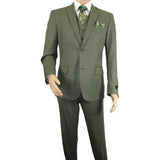 Men's VITALI Three Piece Suit Vested Sharkskin Sheen Vented M3090 Olive Green - J.Valintin Men's Wear Legend - 31913