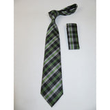 Men's Woven Tie Hankie Set J.Valintin Private Collection R30 Green English Plaid - J.Valintin Men's Wear Legend - 95570