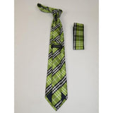 Men's Woven Tie Hankie Set J.Valintin Private Collection R38 Green Plaid - J.Valintin Men's Wear Legend - 95562