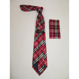 Men's Woven Tie Hankie Set J.Valintin Private Collection R7 Red English Plaid - J.Valintin Men's Wear Legend - 80179