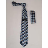 Men's Woven Tie Hankie Set J.Valintin Private Collection R72 Blue Plaid - J.Valintin Men's Wear Legend - 95587