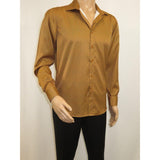 Men's Sports Shirt By Moderno Checker Fancy Long Sleeves MJLS-890 Gold