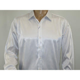 Men's Sports Shirt By Moderno Fancy Silky Satin Long Sleeves MJLS-143 White