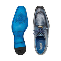 Belvedere Shoes Primo Oxford Genuine Alligator Pebble Grain Calf Blue R83