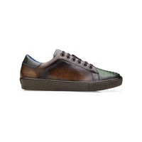 Belvedere Sneaker Stone Genuine Ostrich Soft Italian Calf Brown Forest Y31