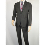 Men Suit BERLUSCONI Italian Wool 180's Pin Stripe One Button Peak UGS95-03 Gray