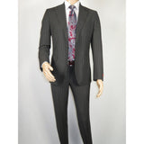 Men Suit BERLUSCONI Italian Wool 180's Pin Stripe One Button Peak UGS95-03 Gray