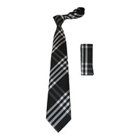 Men's Tie/Hankie Soft Microfiber Silky Vito Rofolo by J.Valintin VTR-84 Black White