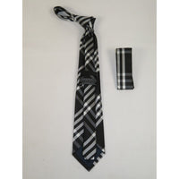 Men's Tie/Hankie Soft Microfiber Silky Vito Rofolo by J.Valintin VTR-84 Black White