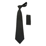 Men's Tie/Hankie Soft Microfiber Silky Vito Rofolo by J.Valintin VTR-86 Black Stripe