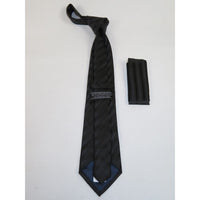 Men's Tie/Hankie Soft Microfiber Silky Vito Rofolo by J.Valintin VTR-86 Black Stripe