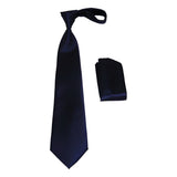 Men's Tie/Hankie Microfiber Silky Vito Rofolo by J.Valintin VTR-89 Solid Blue Satin