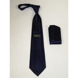 Men's Tie/Hankie Microfiber Silky Vito Rofolo by J.Valintin VTR-89 Solid Blue Satin