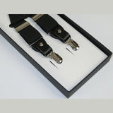 ELEGANT Suspenders Clip on and Button Option for Slacks or Suit Pants Black